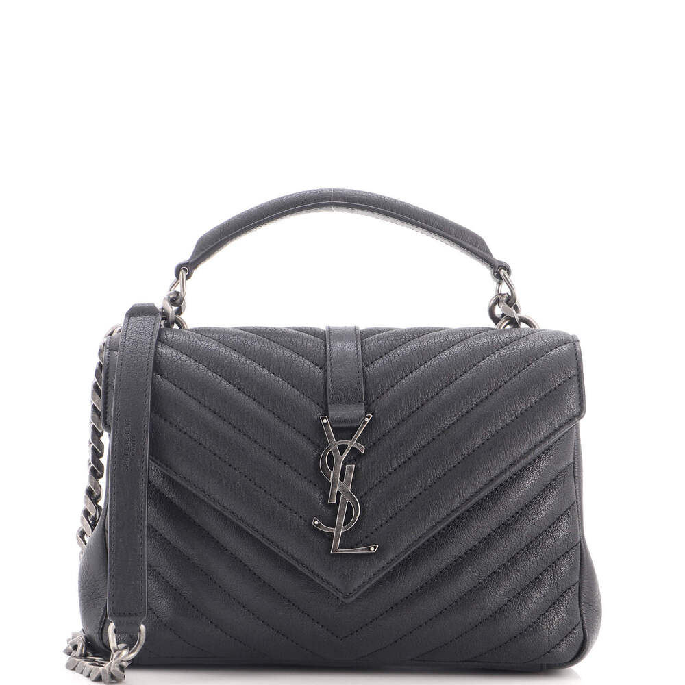 Saint Laurent Medium Classic Monogram College Bag Matelasse Chevron Leather